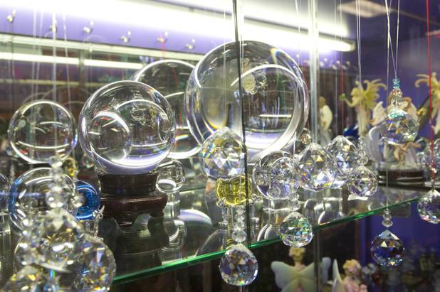 Various crystal for sale at the Psychic Eye Bookstore Silverado.